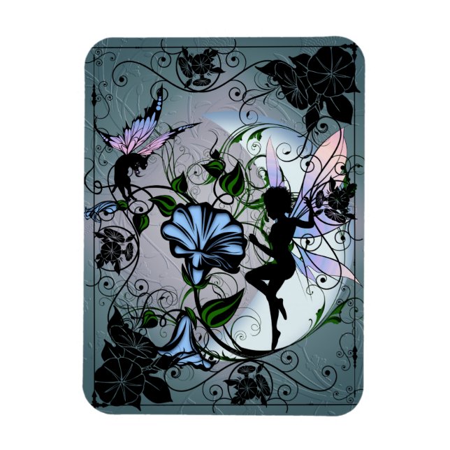 Morning Glory Shadow Fairy and Cosmic Cat Magnet (Vertical)