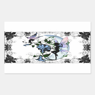 Morning Glory Shadow Fairy and Cosmic Cat Rectangular Sticker