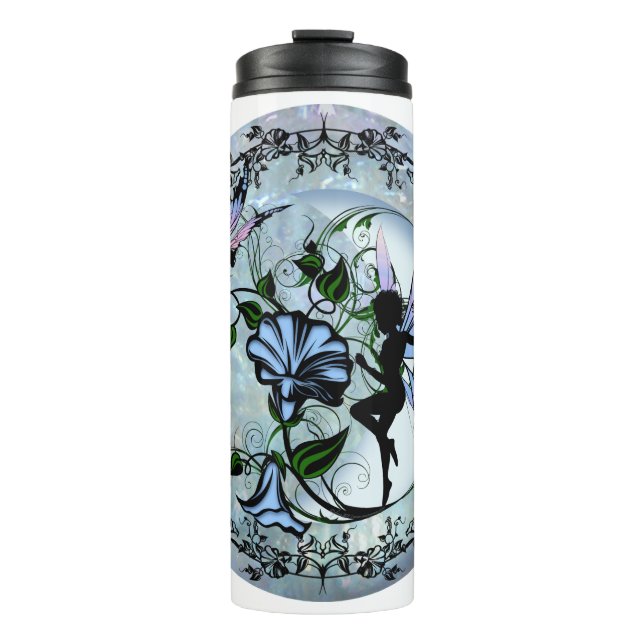 Morning Glory Shadow Fairy and Cosmic Cat Thermal Tumbler (Front)