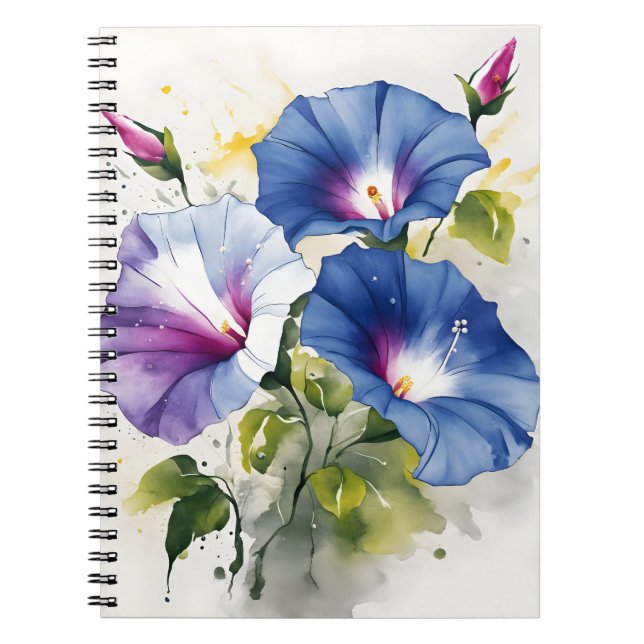 Morning Glory - Watercolor flowers Notebook (Front)