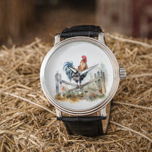 Morning Glory: Watercolor Rooster Watch