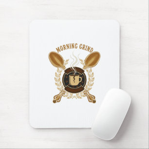 Morning Grind Vintage Retro Coffee Lover Emblem Mouse Mat