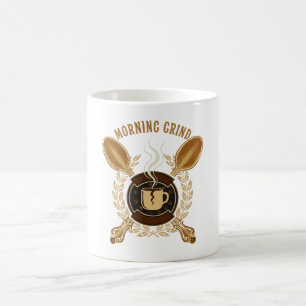 Morning Grind   Vintage Retro Coffee Lover Emblem Mug