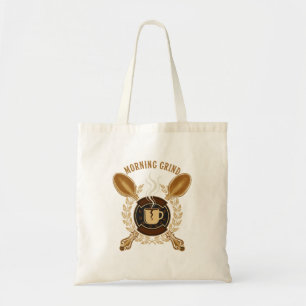 Morning Grind   Vintage Retro Coffee Lover Emblem Tote Bag