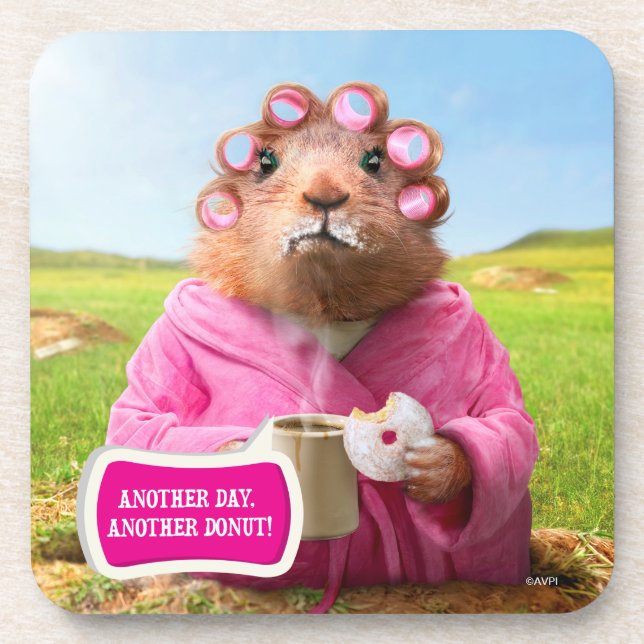 Morning Groundhog with Breakfast Doughnut and Coff Coaster (Front)