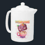 🌅Morning Happy Radio<br><div class="desc">This design features a happy radio character dancing on the teacup with a Colourful 3d Morning Text Style. Matching products available in store.</div>