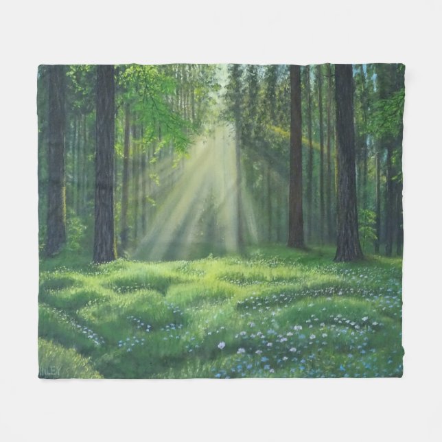 "Morning Has Broken" Medium Fleece Blanket (Front (Horizontal))