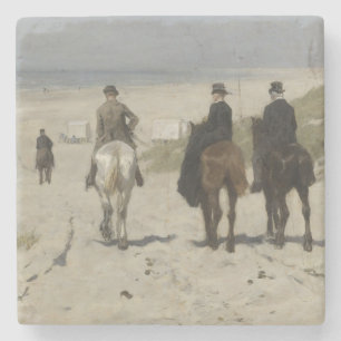 Morning Horse Ride on the Beach (by Anton Mauve) Stone Coaster