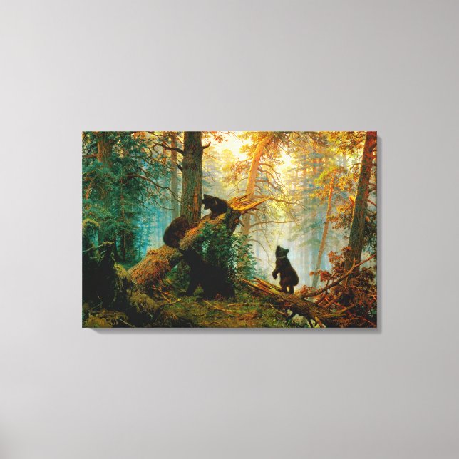 Morning in a Pine Forest Bear with Cubs Shishkin  Canvas Print (Front)