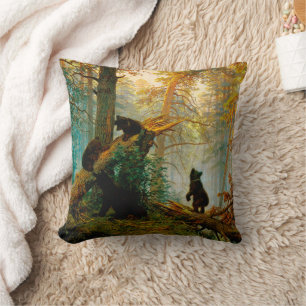 Morning in a Pine Forest Bear with Cubs Shishkin Cushion
