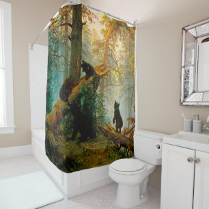 Morning in a Pine Forest Bear with Cubs Shishkin  Shower Curtain
