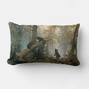 Morning in a Pine Forest (Bears in the Woods) Lumbar Cushion