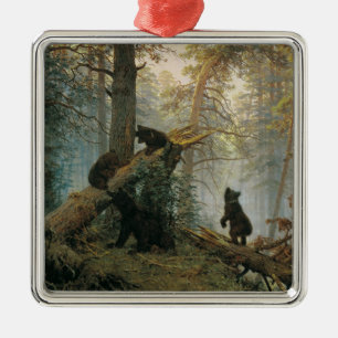 Morning in a Pine Forest (Bears in the Woods) Metal Tree Decoration