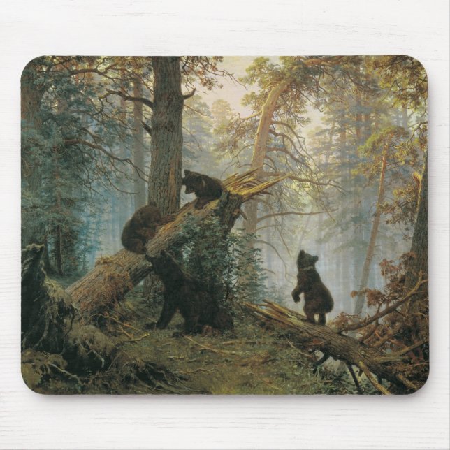 Morning in a Pine Forest (Bears in the Woods) Mouse Mat (Front)