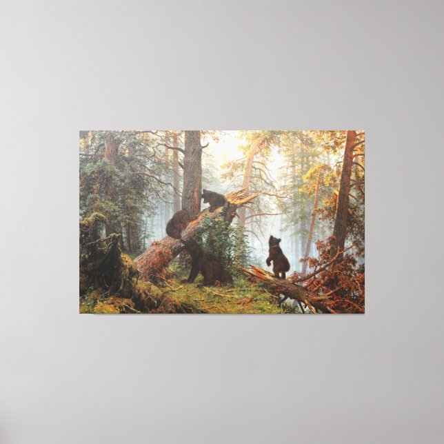 Morning in a pine forest fine art canvas print (Front)