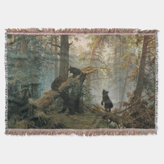 Morning in a Pine Forest Throw Blanket (Front)