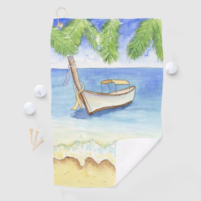 Morning in Bali Watercolor Golf Towel (InSitu)