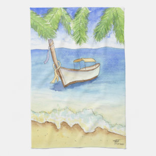 Morning in Bali Watercolor Tea Towel