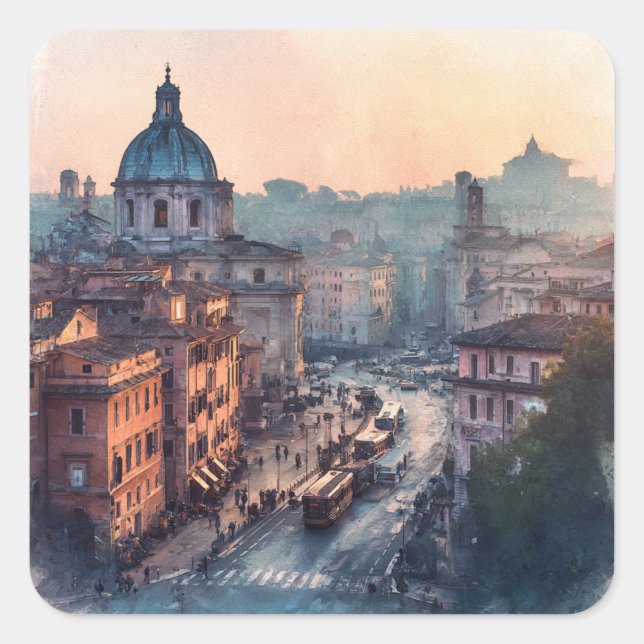 Morning in Rome Square Sticker (Front)
