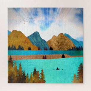 Morning Lake Rower Jigsaw Puzzle