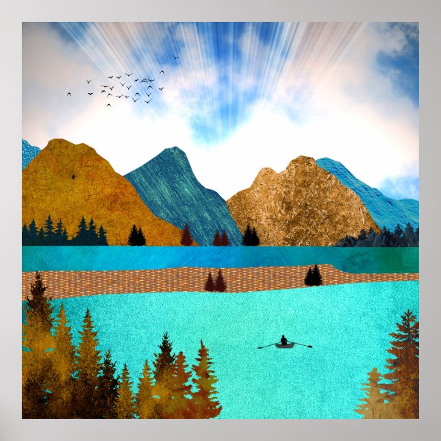 Morning Lake Rower Poster (Front)