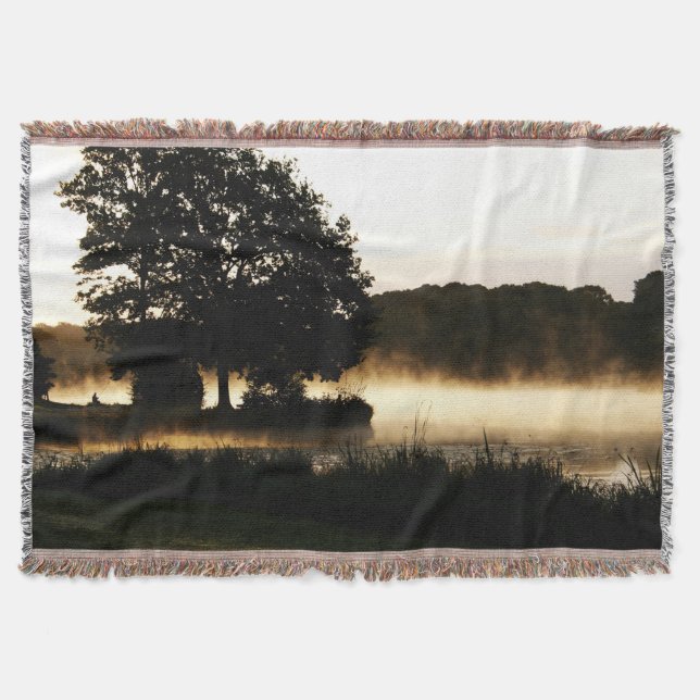 Morning Lake Scene tbcna Throw Blanket (Front)