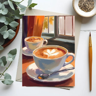 Morning Latte   Coffee Watercolor Painting Postcard