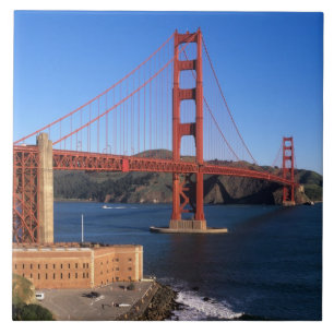 Morning light bathes the Golden Gate Bridge Tile