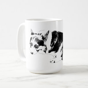 Morning Line, Calm Corgi Coffee Mug