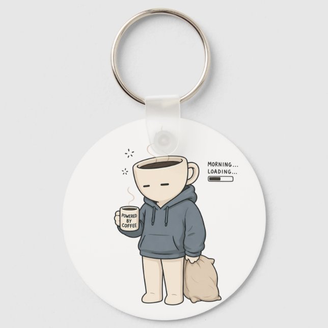 Morning Loading Powered By Coffee Funny Coffee Lov Key Ring (Front)