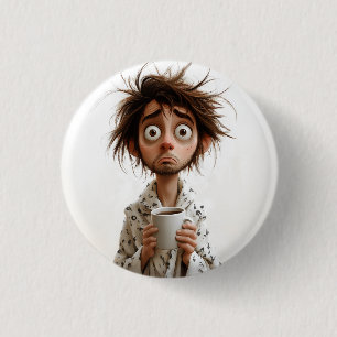 Morning Madness: Coffee First, Questions Later 3 Cm Round Badge