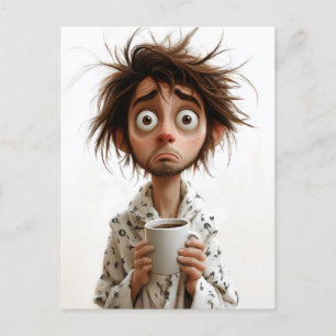Morning Madness: Coffee First, Questions Later Postcard