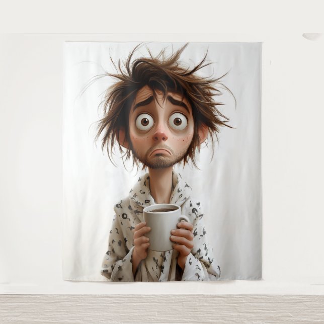 Morning Madness: Coffee First, Questions Later Tapestry (Front)