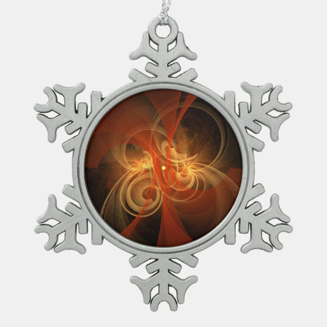 Morning Magic Abstract Art Snowflake Pewter Christmas Ornament (Front)