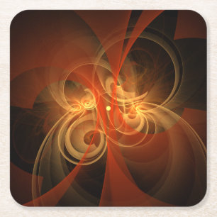Morning Magic Modern Abstract Light Energy Art Square Paper Coaster