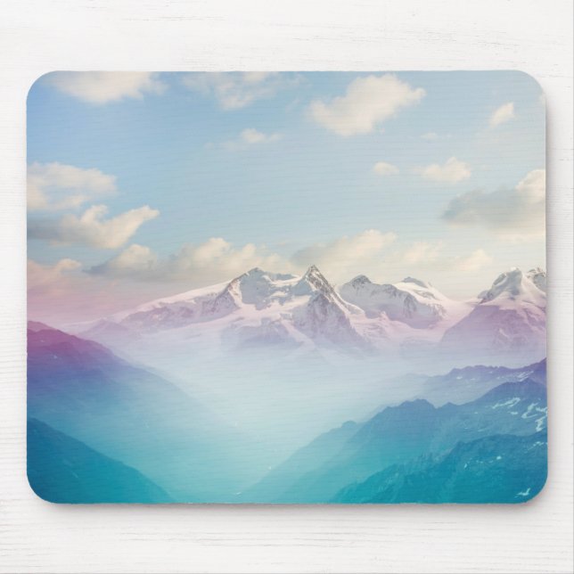Morning Mist in an Alpine Valley Mouse Mat (Front)