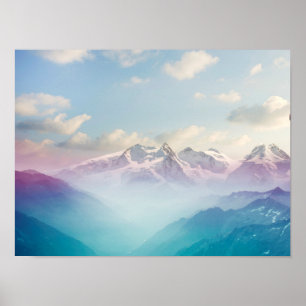 Morning Mist in an Alpine Valley Poster