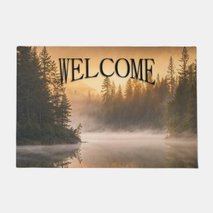 Morning Mist on River in the Pines Welcome Doormat