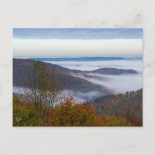 Morning mist on the mountains postcard