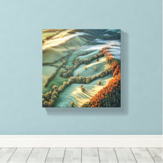 Morning Mist Over Rolling Hills Canvas Print