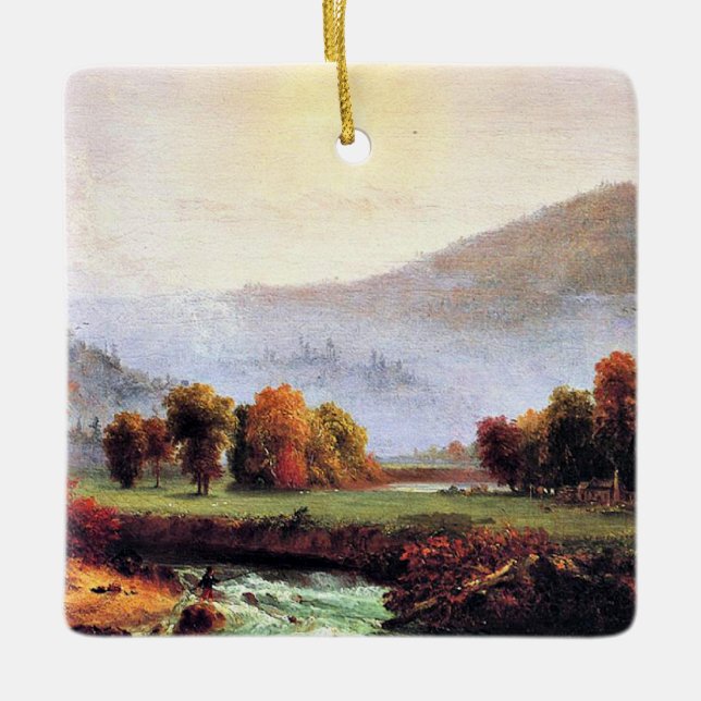 Morning Mist Rising in New Hampshire Ceramic Ornament (Front)