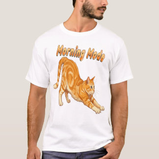Morning Mode Orange Tabby Cat Stretching Funny Cat T-Shirt