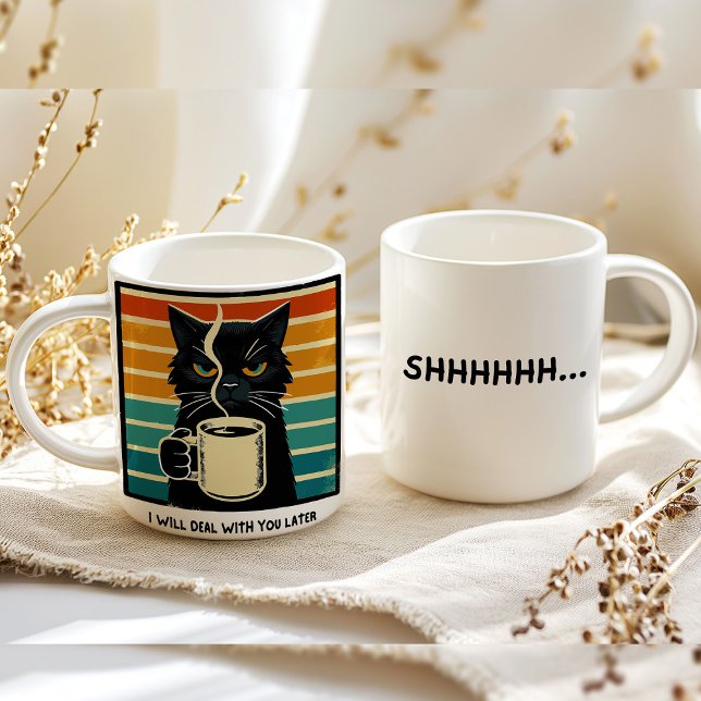 Morning Mood Cat Coffee Large Coffee Mug (Creator Uploaded)