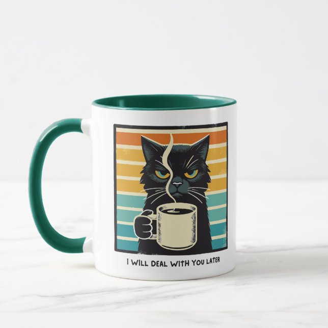 Morning Mood Cat Coffee Mug (Left)