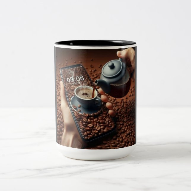 Morning Motivation"mug Two-Tone Coffee Mug (Center)