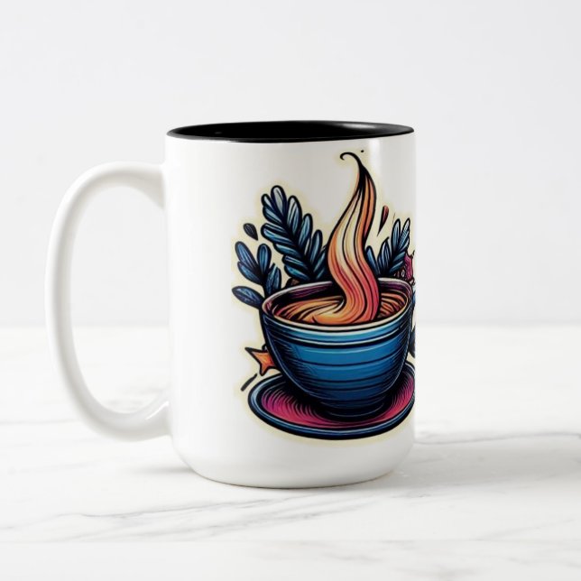 Morning Motivation Sticker Two-Tone Coffee Mug (Left)