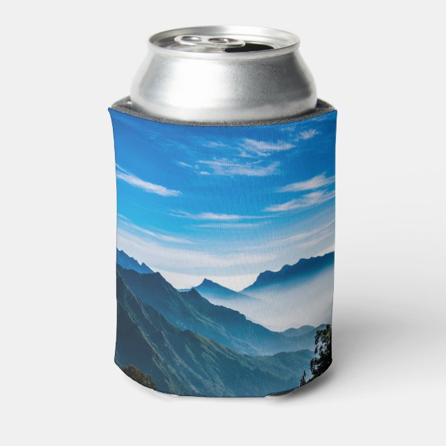 Morning Mountains Mist Landscape Can Cooler (Can Back)
