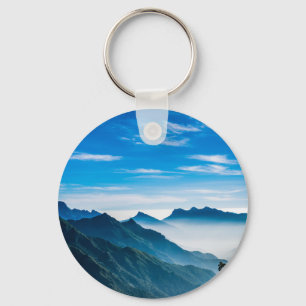 Morning Mountains Mist Landscape Key Ring