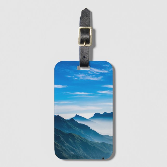 Morning Mountains Mist Landscape Luggage Tag (Front Vertical)