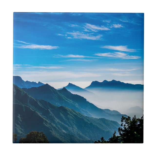 Morning Mountains Mist Landscape Tile (Front)